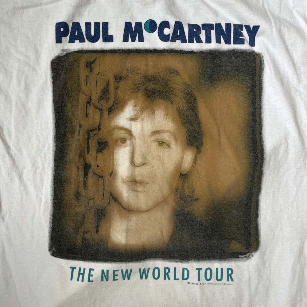 Vtg 1993 Paul McCartney The New World Tour T-Shirt White XL slightly faded white - Picture 3 of 12